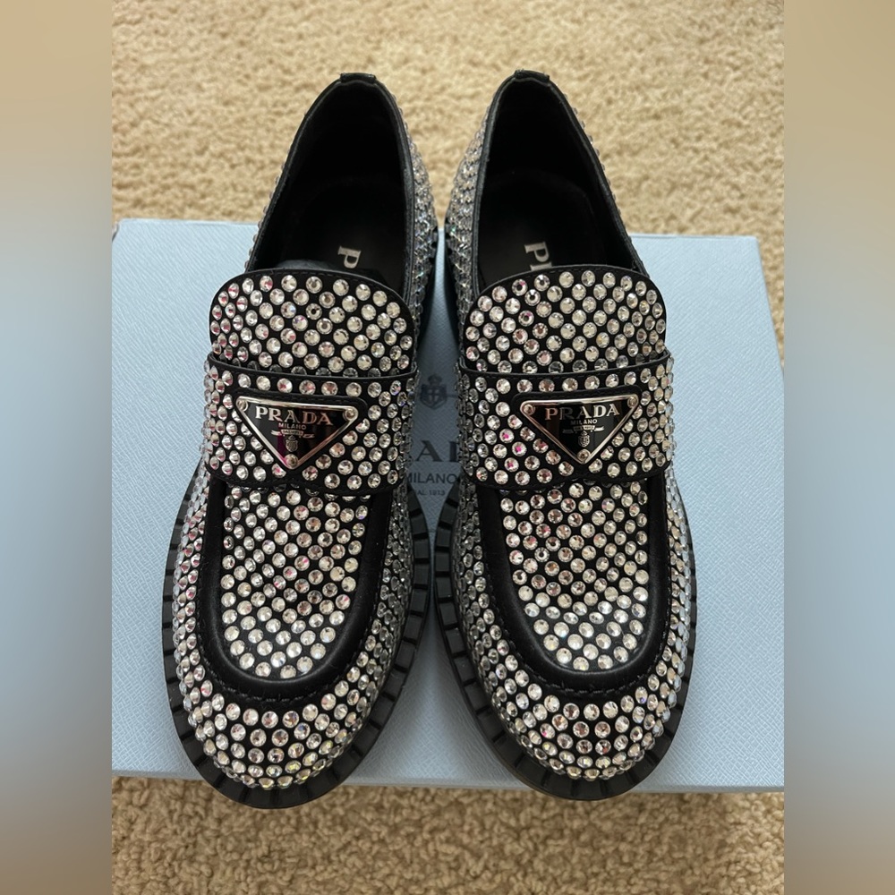 Prada Calzature Donna Crystal Loafers